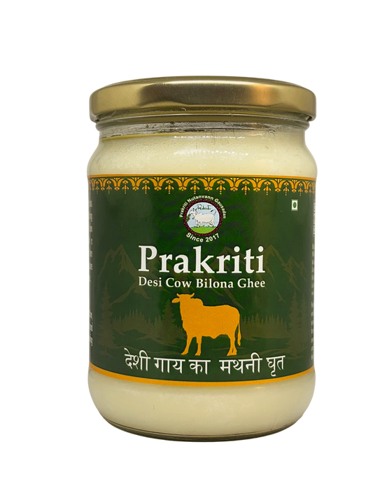 Prakriti Desi Cow Bilona Ghee | Organic Desi Cow Ghee | Pure organic ghee, traditionally-churned, chemical-free, granular ghee, nutritious by nature