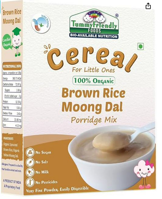 TummyFriendly Foods Organic Sprouted Brown Rice, Moong Dal Porridge Mix