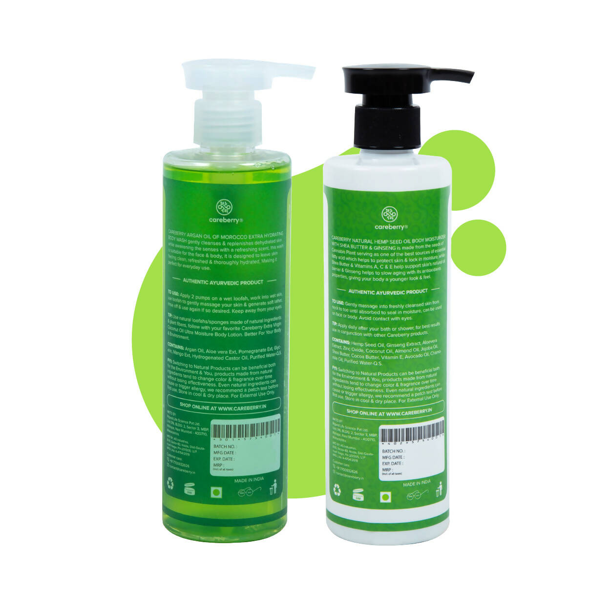 Careberry Organic Tea Tree & Eucalyptus Oil Shower Gel And Tea Tree Oil & Shea Butter Body Lotion - DrMediCart