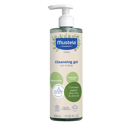 Mustela Certified Organic Cleansing Gel For Hair & Body Wash With Olive Oil & Aloe Vera