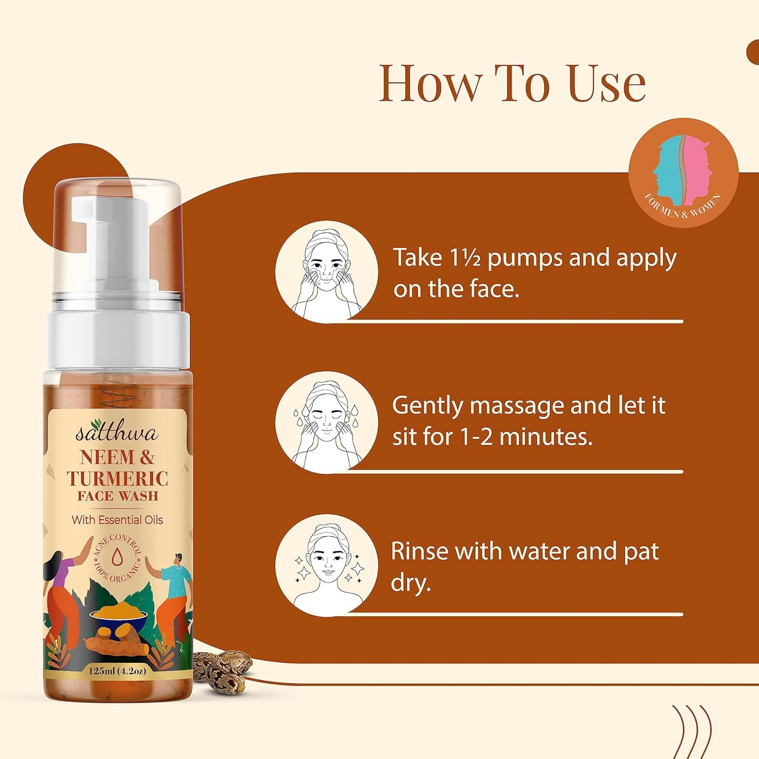 Satthwa Neem & Turmeric Face Wash For Acne & Pimples