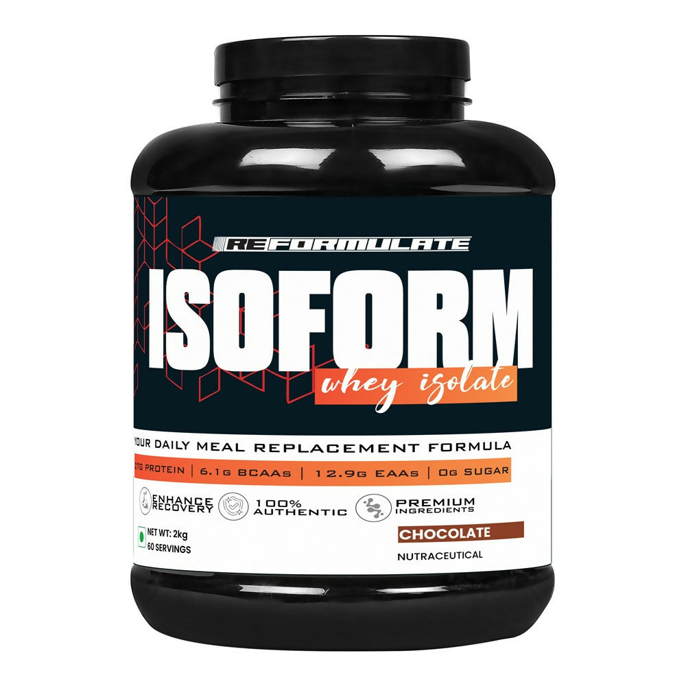 Reformulate I Isoform I Whey Isolate I Your Daily Meal Replacement Formula I 27G Protein | 6.1G BCAA | 12.9G EAA | O g Sugar - Chocolate