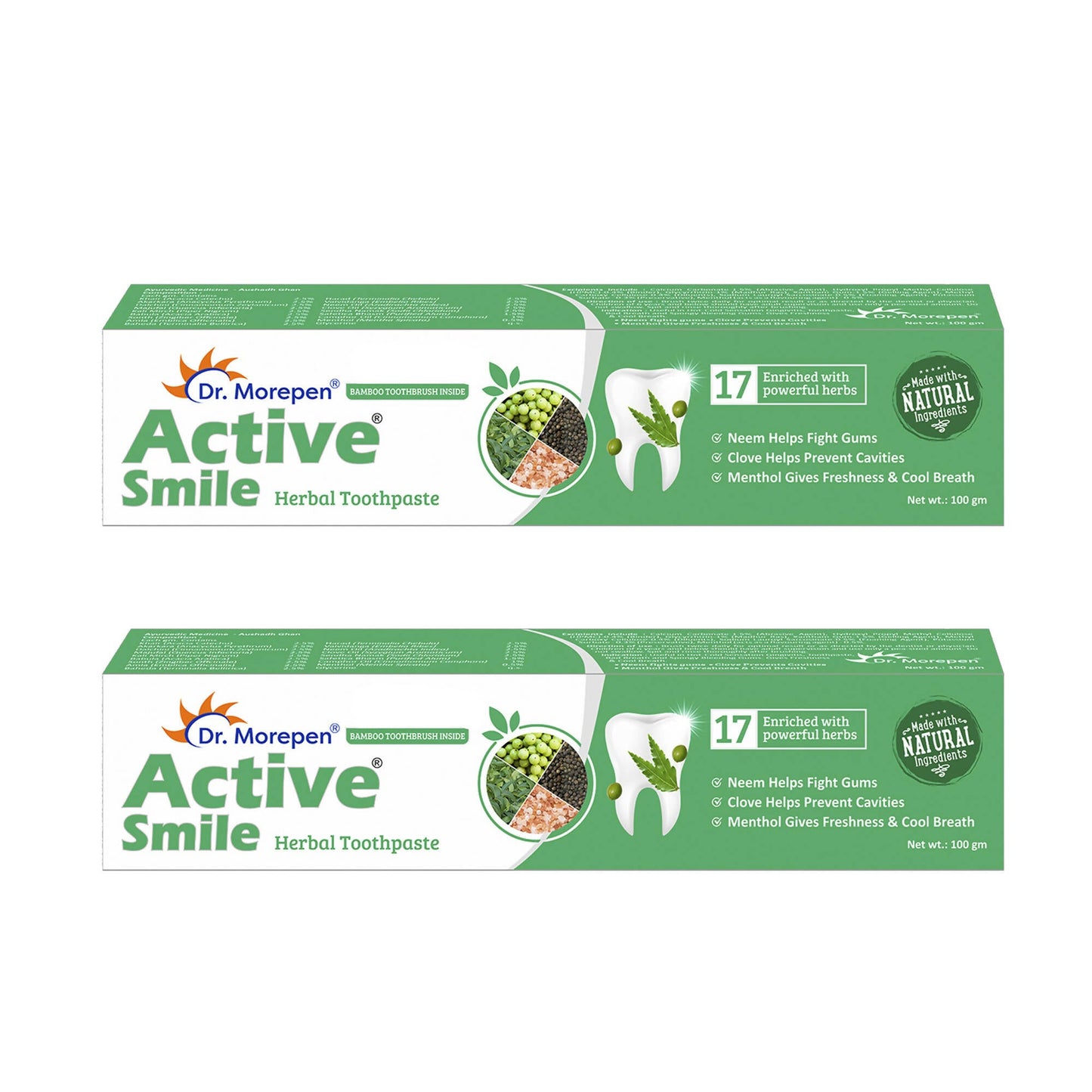 Dr. Morepen Active Smile Herbal Toothpaste with Neem, Clove & Menthol