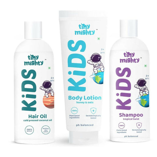 Tiny Mighty Kids Shampoo, Body Lotion And Oil Combo