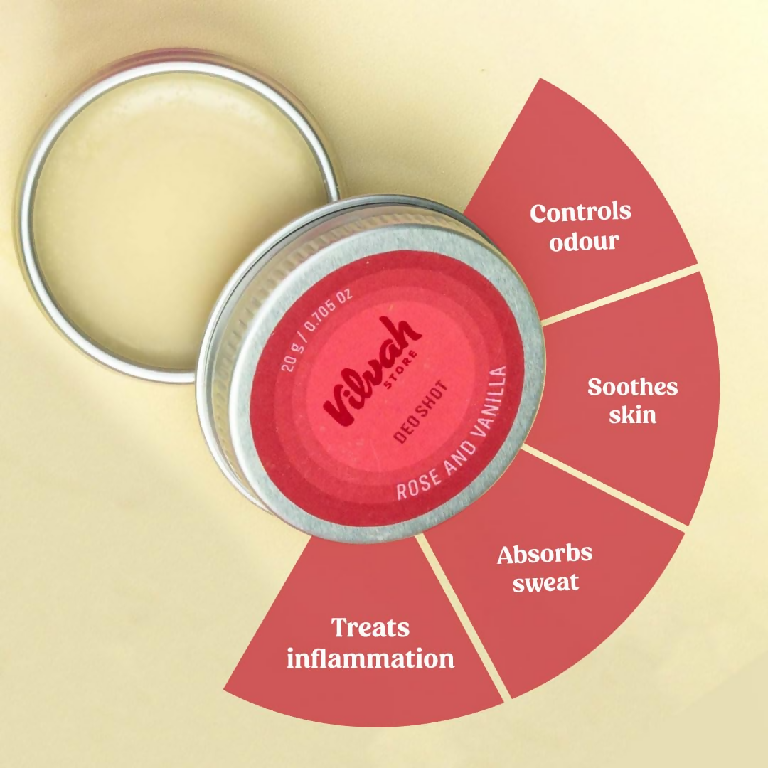 Vilvah Store Rose And Vanilla Deo Shot 24 Hour Odor-Free Underarms