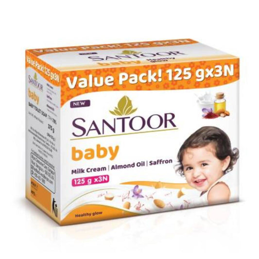 Santoor Baby Bathing Soap with Milk Cream, Saffron, & Almond Oil