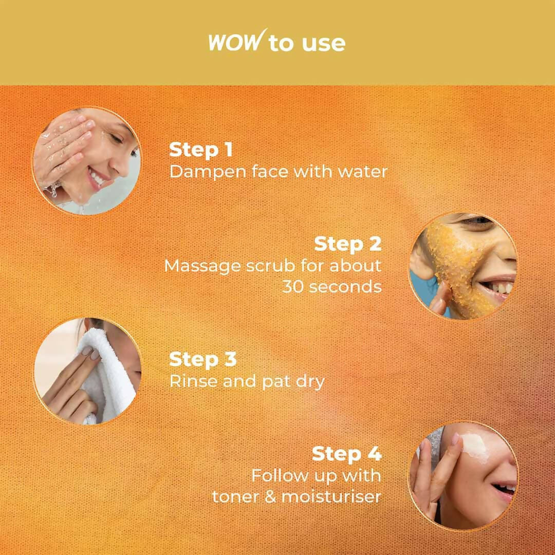 WOW Skin Science Vitamin C + Hyaluronic Acid Brightening Face Scrub For Gently Exfoliates, Smoothens Skin Texture