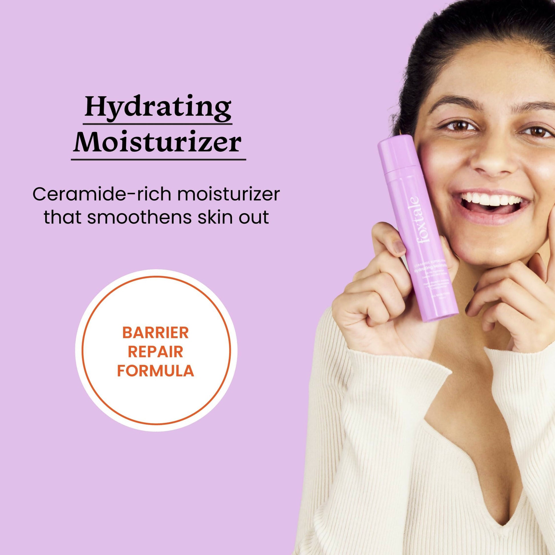 Foxtale Hydrating Ceramide Moisturizer With Hyaluronic Acid - Repairs Skin Barrier and Texture
