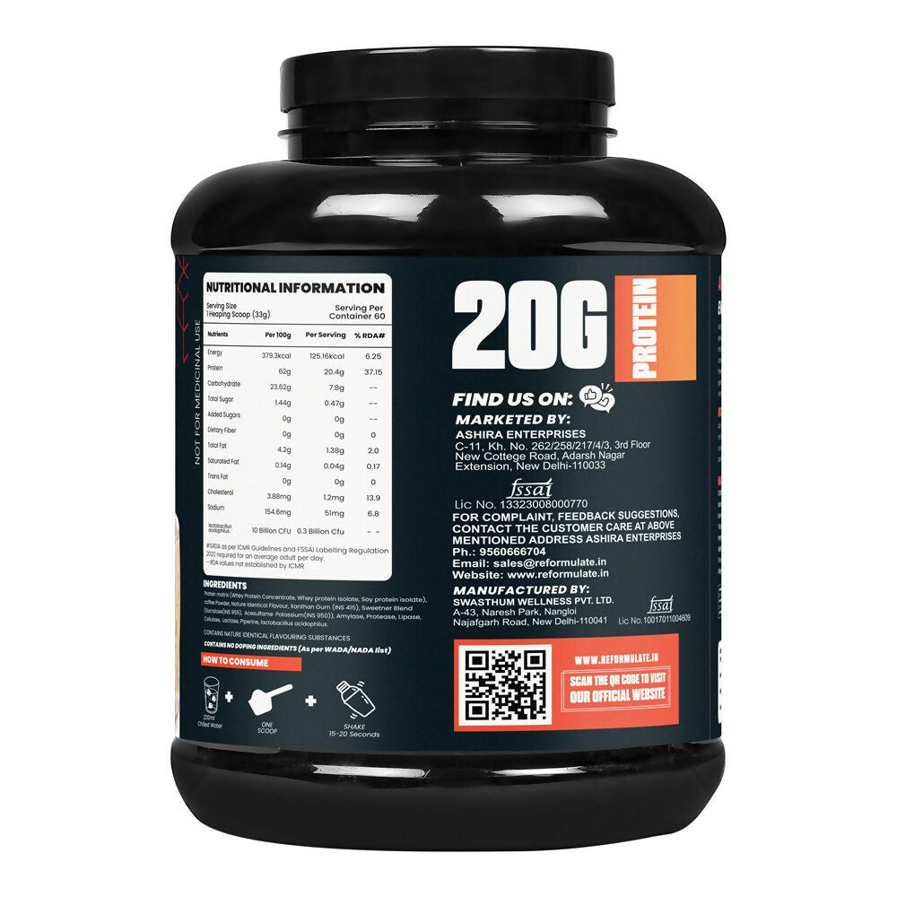 Reformulate Emerge I Whey Protein I Your Daily Meal Replacement Formula I 20 G I Protein I 5.1 G Bcaa's I 10 G Eaa's - Cold Coffee