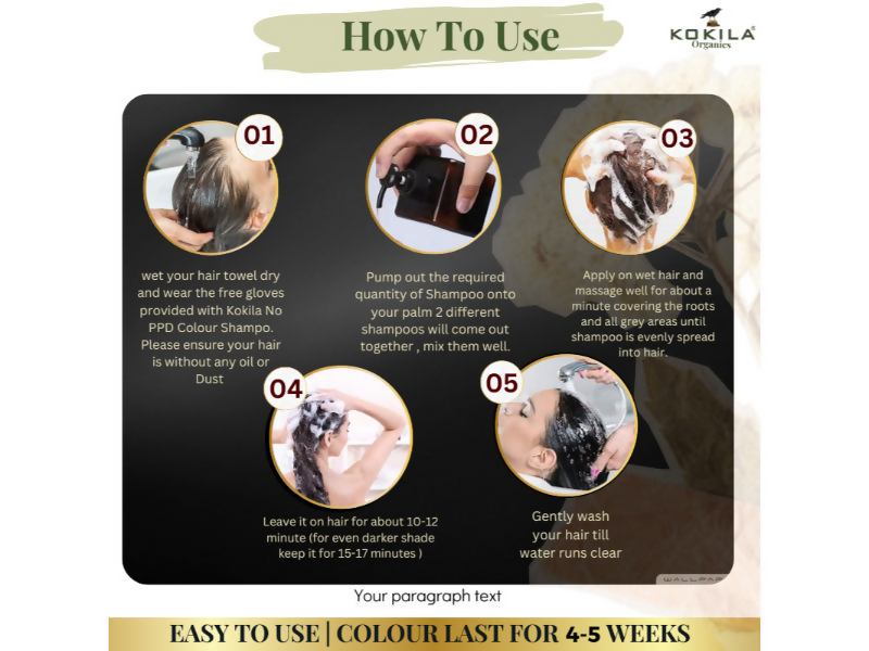 Kokila Organics NO PPD Shampoo Hair Colour - Black