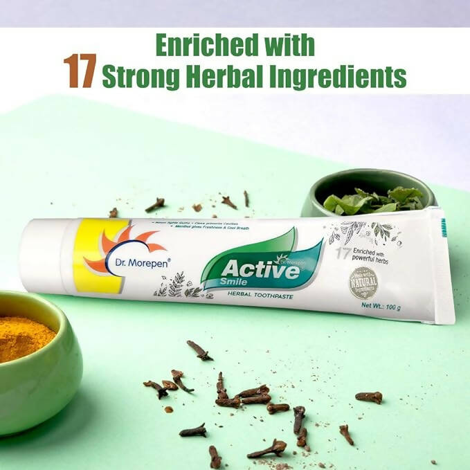Dr. Morepen Active Smile Herbal Toothpaste with Neem, Clove & Menthol