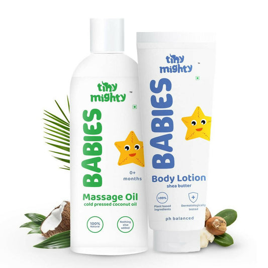 Tiny Mighty Baby Body Lotion And Massage Oil Combo