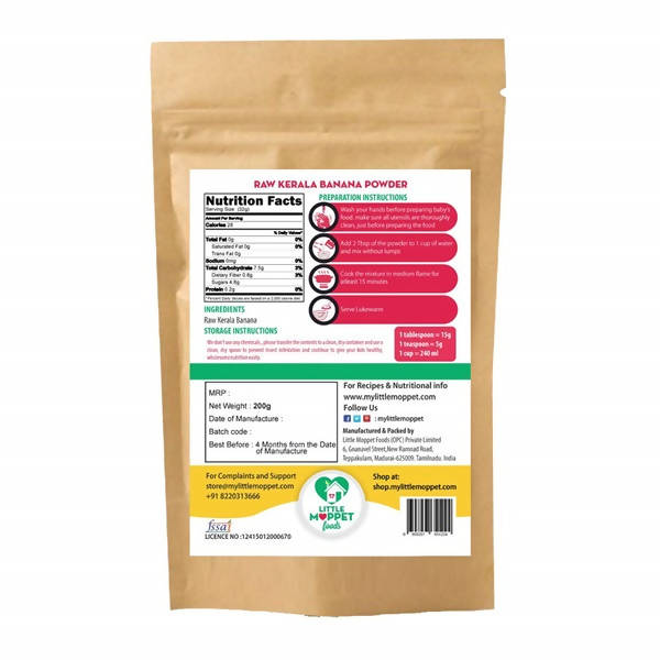 Little Moppet Foods Raw Kerala Banana Powder