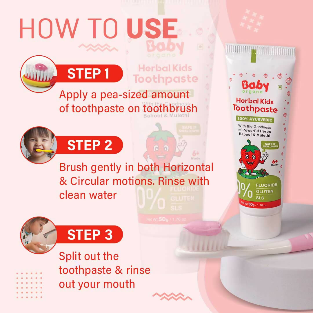 Babyorgano 100% Ayurvedic Herbal Kids Toothpaste - Strawberry Flavor