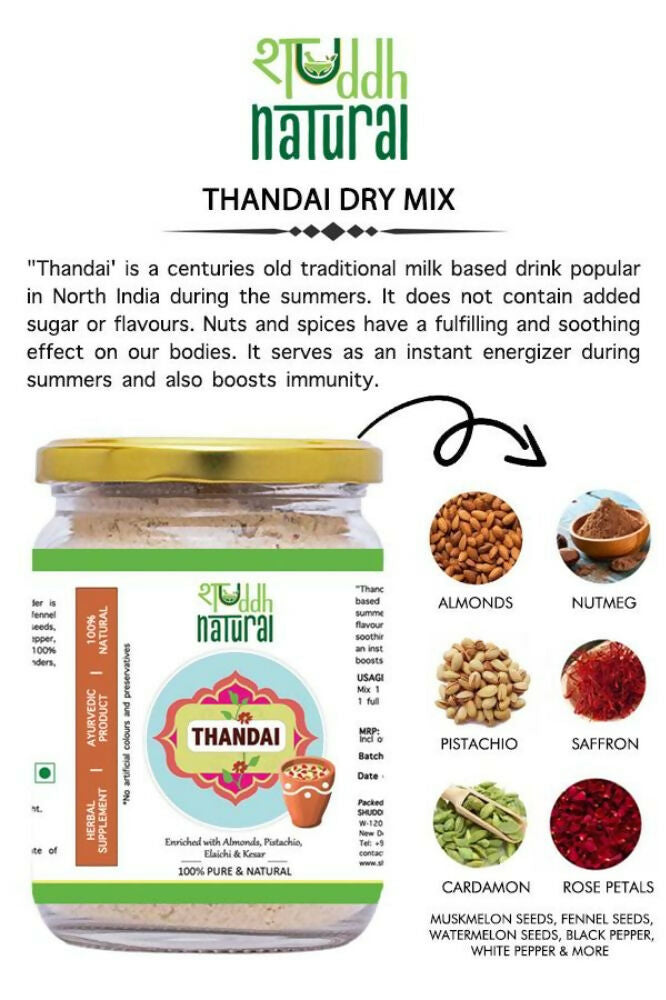Shuddh Natural Ubtan Based Herbal Gulal, Ayurvedic Thandai Powder, Floral Tisane, Natural Honey | Holi Gift Hamper