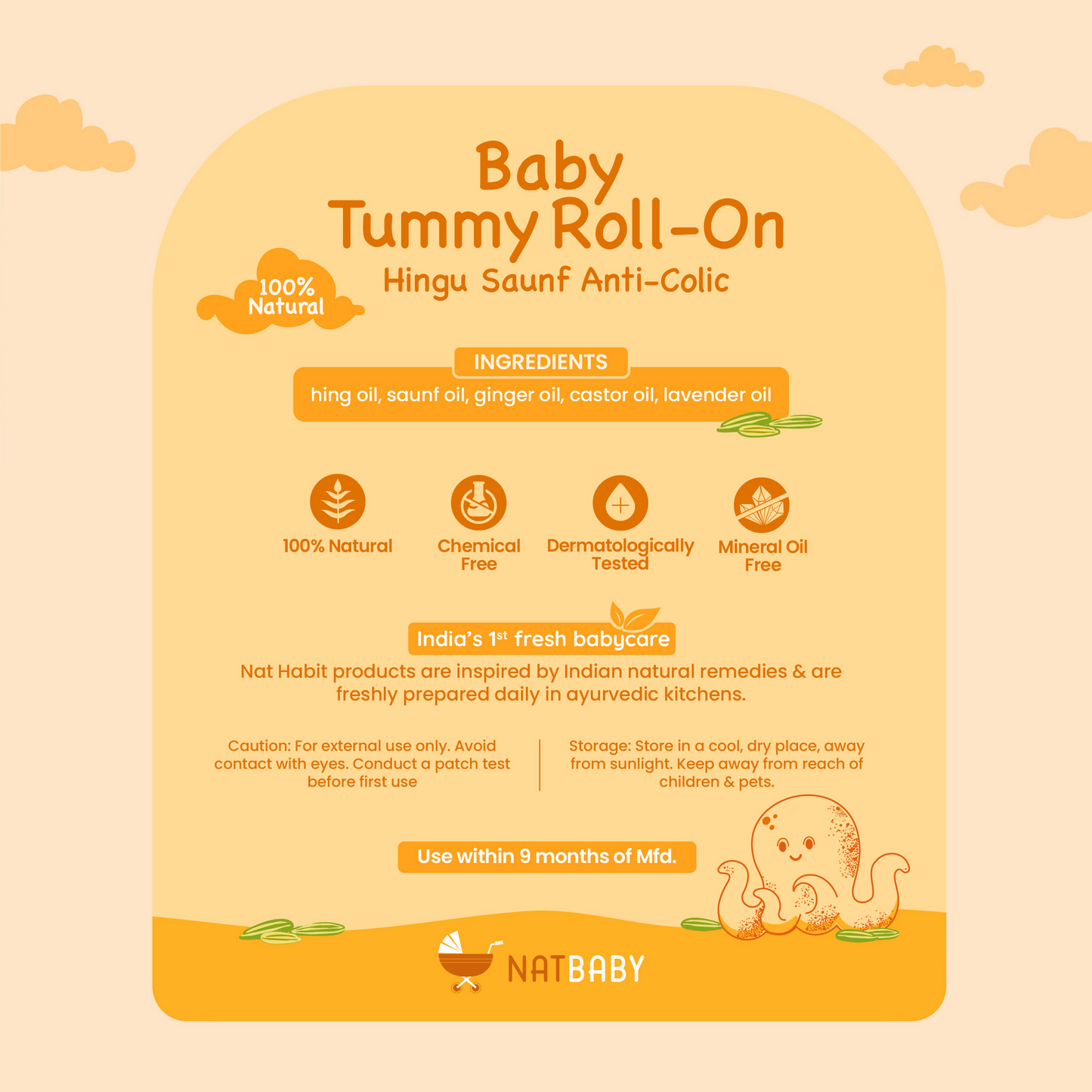 Nat Habit Hingu Saunf Anti-Colic Baby Tummy Roll-On