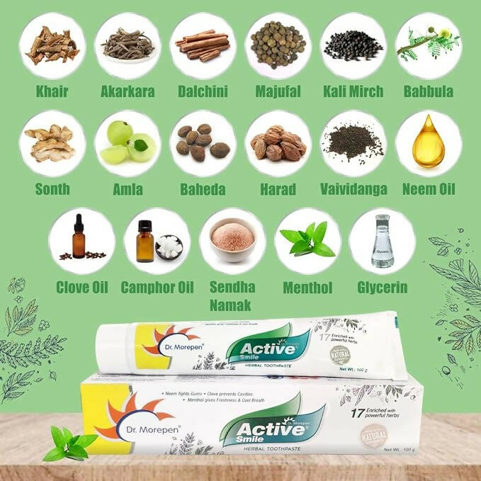 Dr. Morepen Active Smile Herbal Toothpaste with Neem, Clove & Menthol