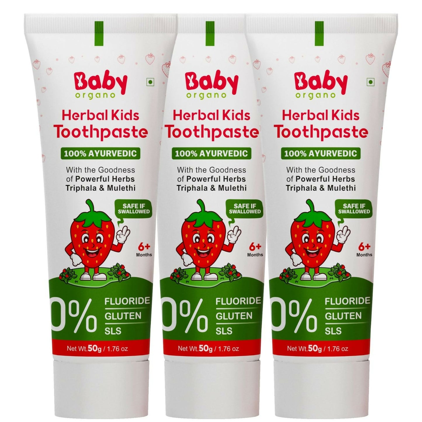 Babyorgano 100% Ayurvedic Herbal Kids Toothpaste - Strawberry Flavor