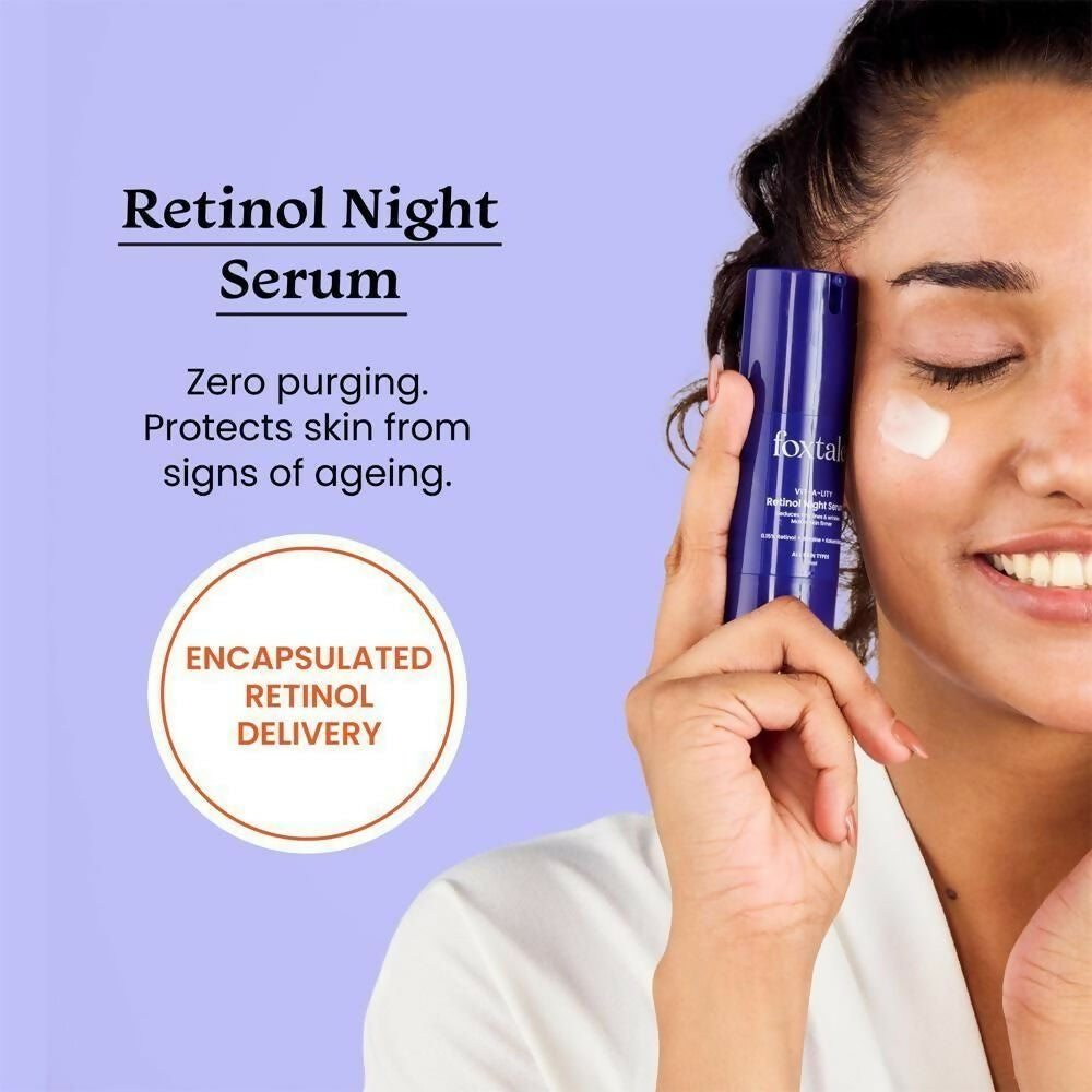 Foxtale 0.15% Beginner Friendly Retinol Night Serum, Anti-Aging, Reduces Fine Lines and Wrinkles, For Younger-looking Skin