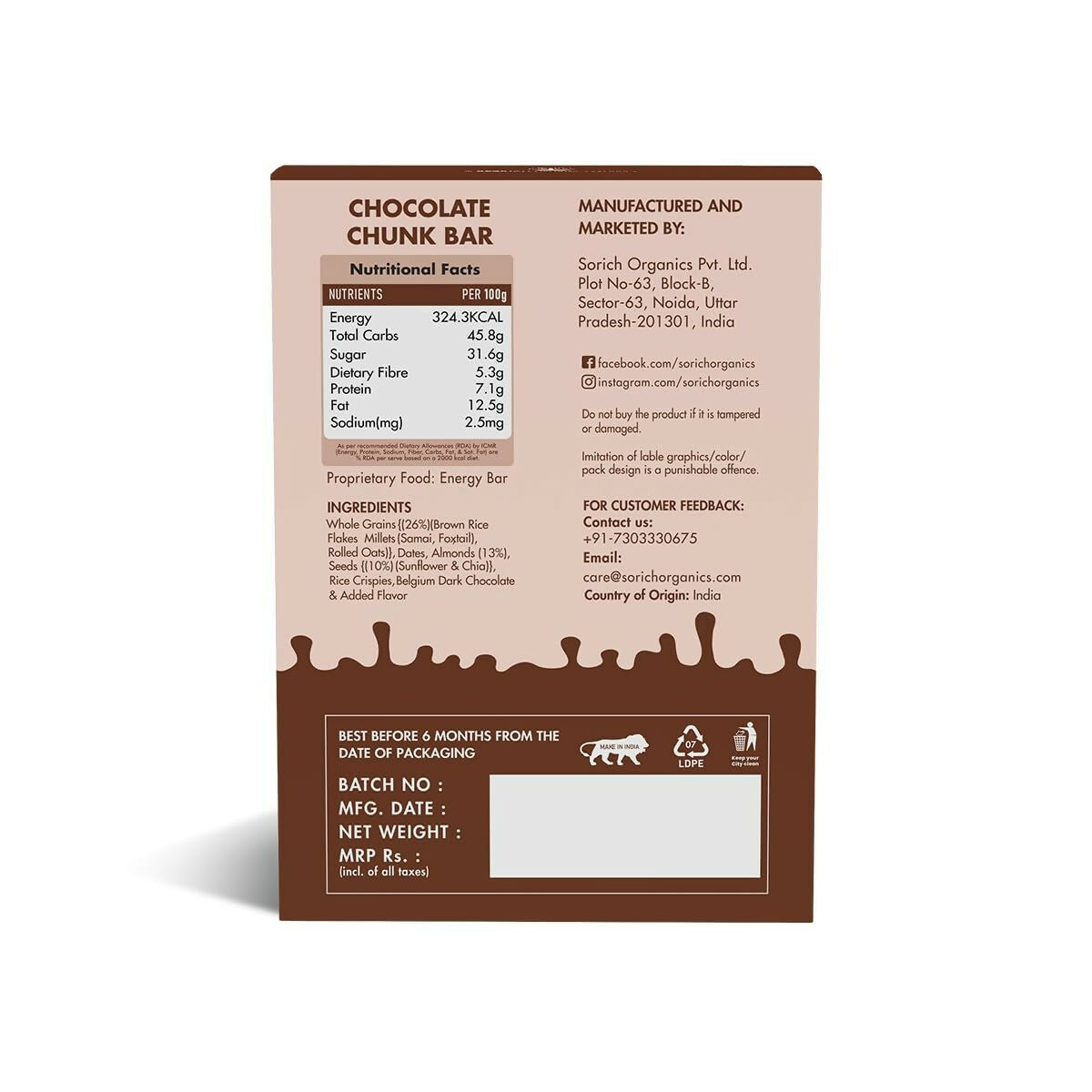 Sorich Organics Multigrain Energy Mini Bars Chocolate Chunk
