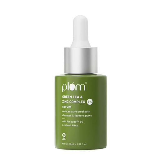 Plum Green Tea & 3% Zinc Complex Face Serum with Acnacidol BG - Fights Acne, Pimples & Controls Oil
