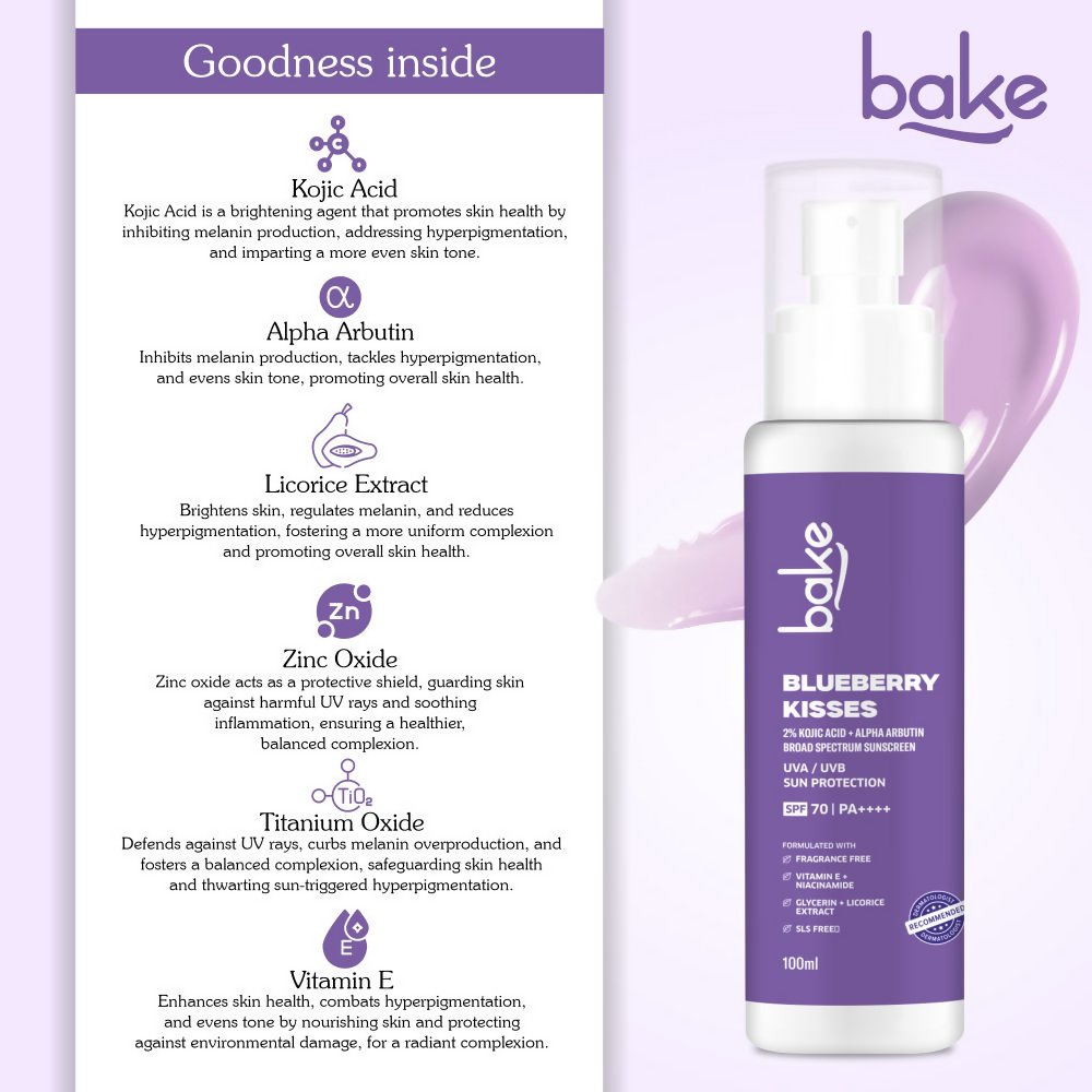 Bake 2% Kojic Acid Sunscreen Spf 70 With Alpha Arbutin & Niacinamide