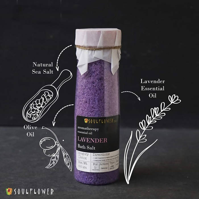 Soulflower Aromatherapy Essential Oil Lavender Bath Salt - DrMediCart