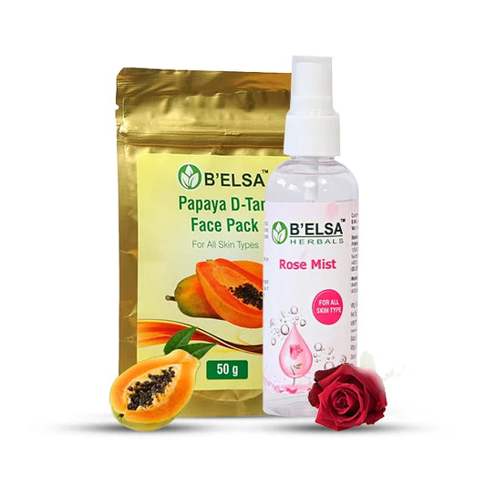 Belsa Herbals Organic Papaya D-tan Facepack And Rose Mist