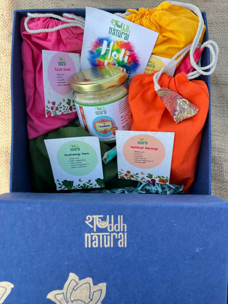 Shuddh Natural Ubtan Based Herbal Gulal, Ayurvedic Thandai Powder | Holi Gift Hamper