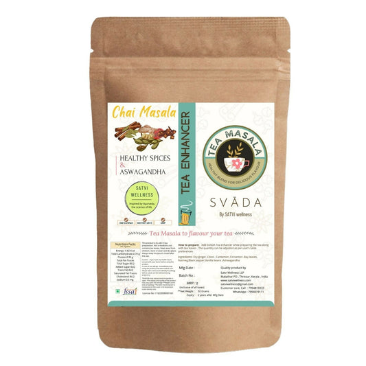 Satvi Wellness Tea masala with Ashwagandha | Ashwagandha tea mix | Satvi Tea enhancer