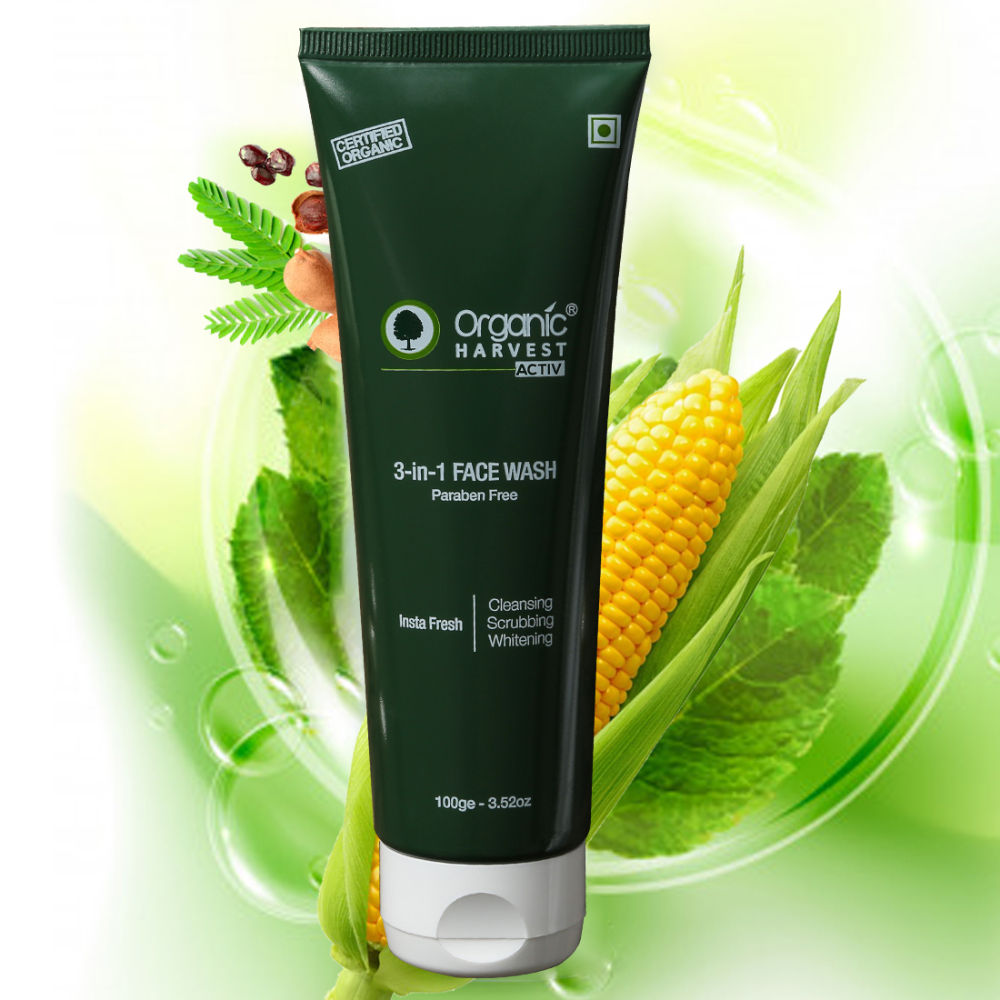 organic harvest 3 in 1 face wash paraben free buy in usa