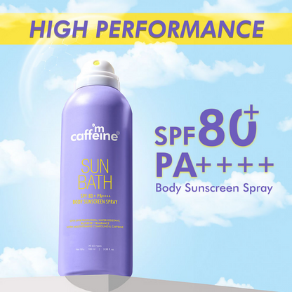 mCaffeine Sun Bath SPF 80+ PA ++++ Body Sunscreen Spray
