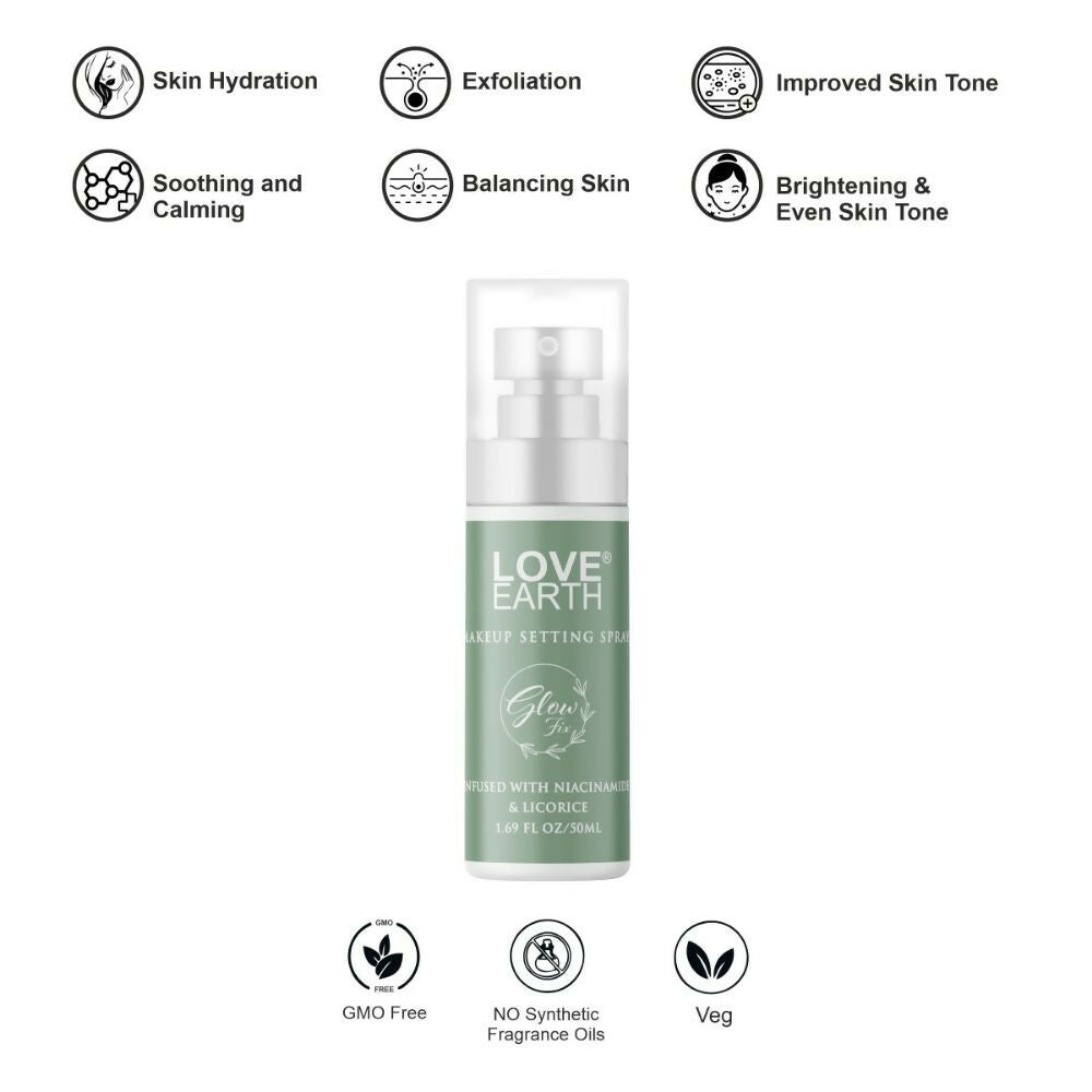 Love Earth Makeup Setting Spray Glow Fix, Infused With Niacinamide & Licorice