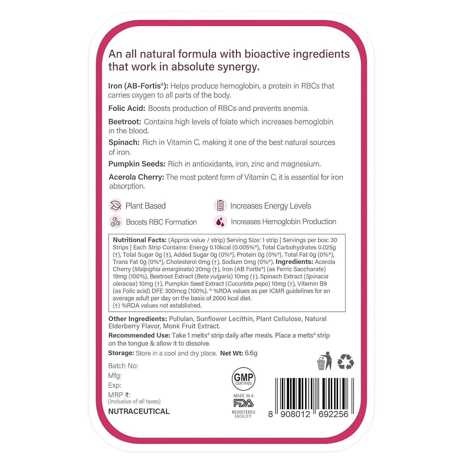 Wellbeing Nutrition Melts Restful Sleep & Melts Vital Iron Oral Strips Combo