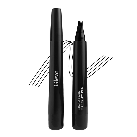 Gleva Eyebrow Pen with 4 Micro-Fork Tip Applicator - Black