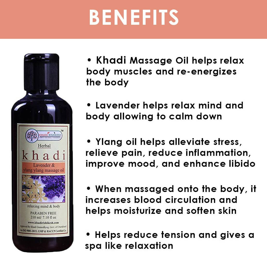 Khadi Rishikesh Herbal Lavender & Ylang Ylang Massage Oil For Full Body