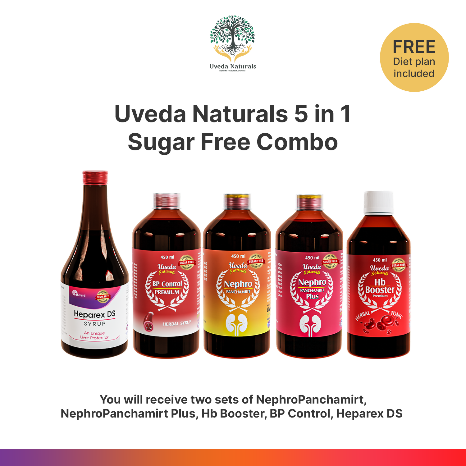 Uveda Naturals 5-in-1 Sugar Free Combo