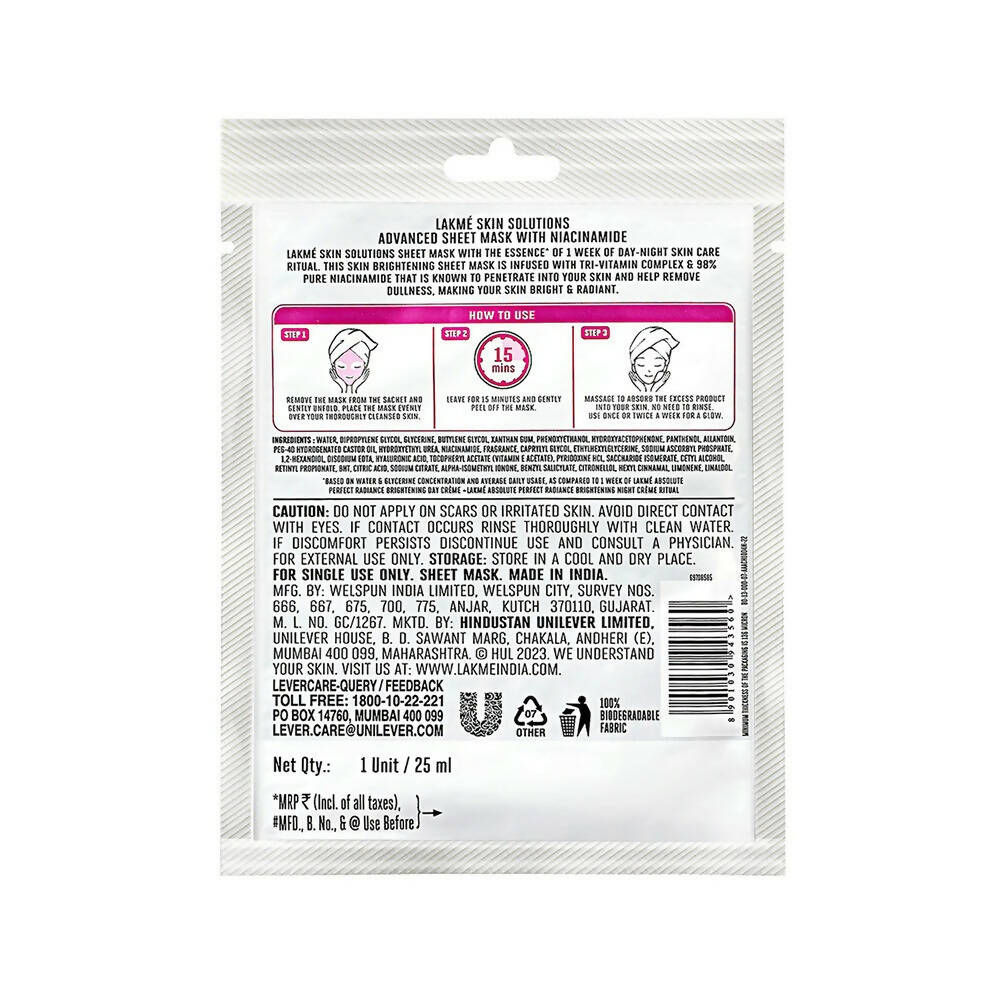 Lakme Skin Solutions Brightening Sheet Mask - Drmedicart