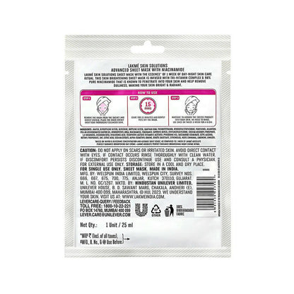 Lakme Skin Solutions Brightening Sheet Mask - Drmedicart