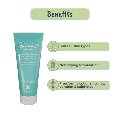 Teenilicious Acne Face Cleanser With 0.5% Azelaic Acid And Tea Tree Oil