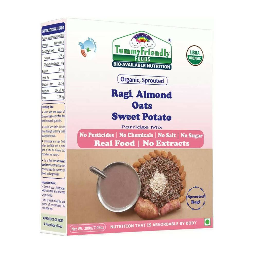 TummyFriendly Foods Organic Sathu Maavu, and Sprouted Ragi, Oats, Red Lentil, Banana Porridge Mixes - Drmedicart