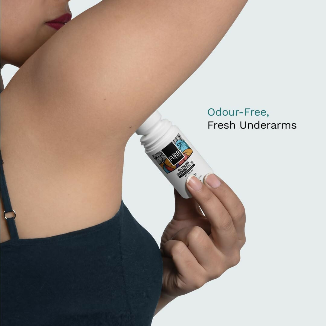 FURR 4% AHA BHA Underarm Roll On with Kojic Acid Helps Reduce Pigmentation, Prevents Body Odour & Brightens Skin