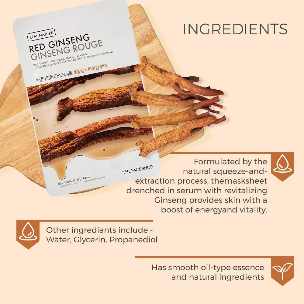The Face Shop Real Nature Red Ginseng Face Mask - Korean Skincare