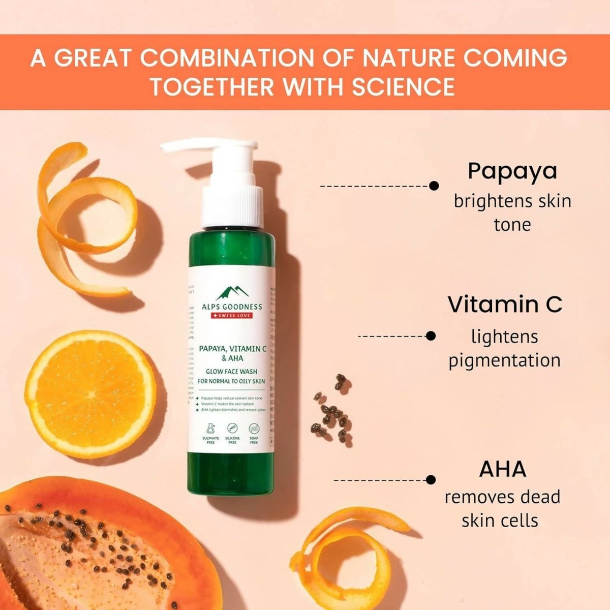 Alps Goodness Papaya, Vitamin C & AHA Glow Face Wash - DrMediCart