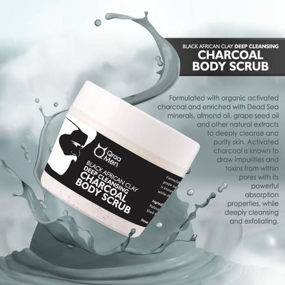 Qraa Men Black African Clay Deep Cleansing Charcoal Body Scrub