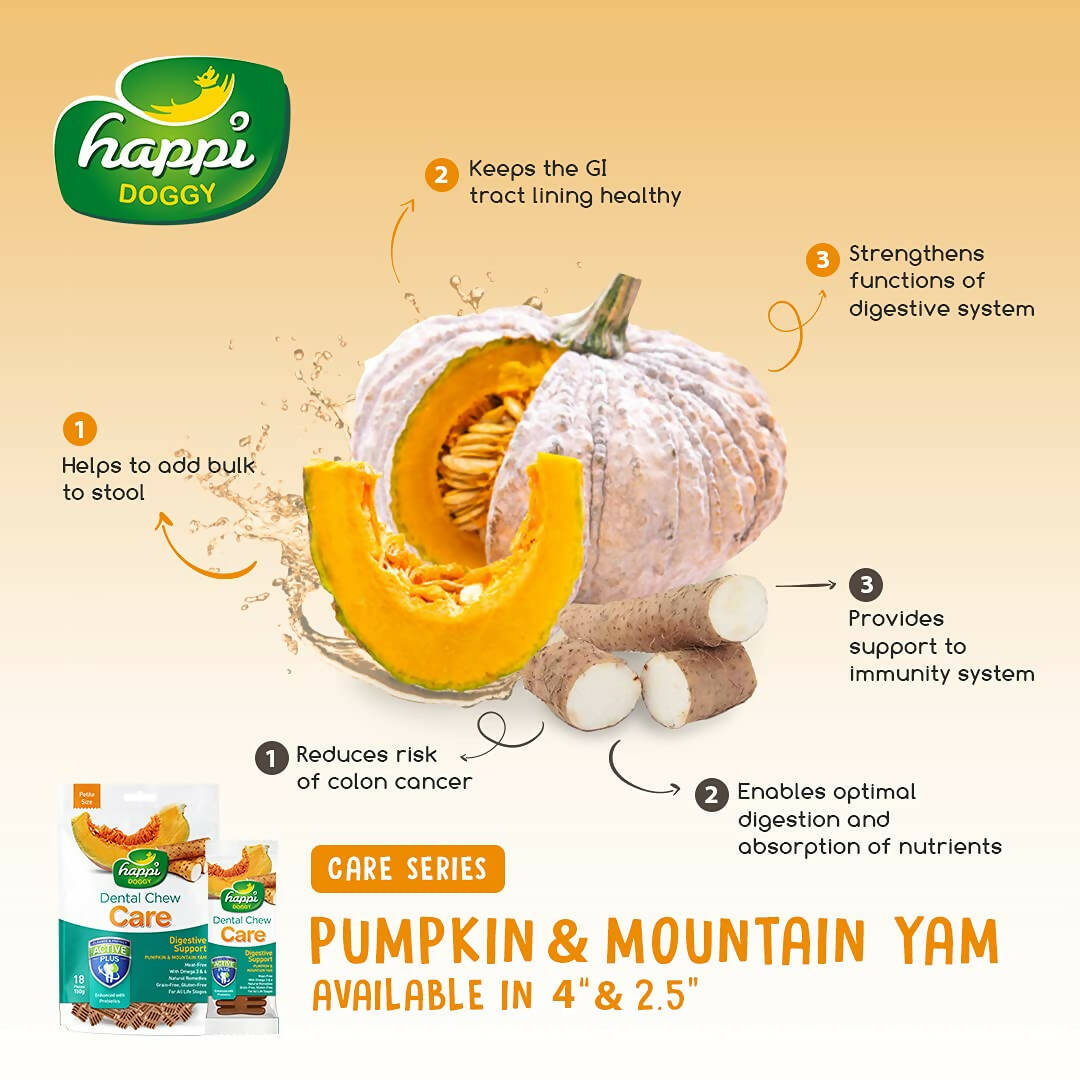 Happi Doggy Dental Chew Care Digestive Support Pumpkin & Mountain Yam