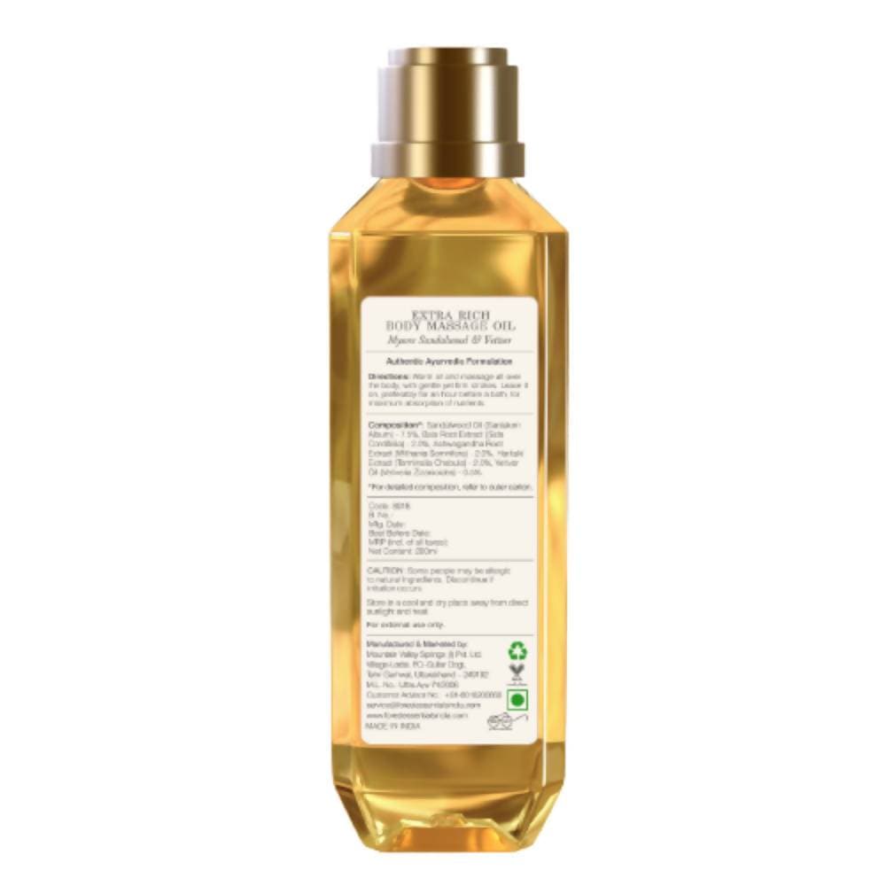Forest Essentials Extra Rich Body Massage Oil Mysore Sandalwood & Vetiver - DrMediCart