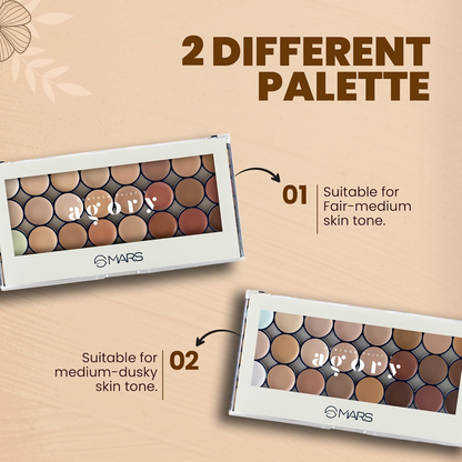 MARS Cosmetics 24 Shade Agory Cream Contour Palette With Brush - Shade-02