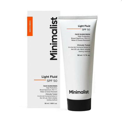 Minimalist Light Fluid Face Sunscreen with SPF 50 PA++++ - Lightweight, Water & Sweat Resistant