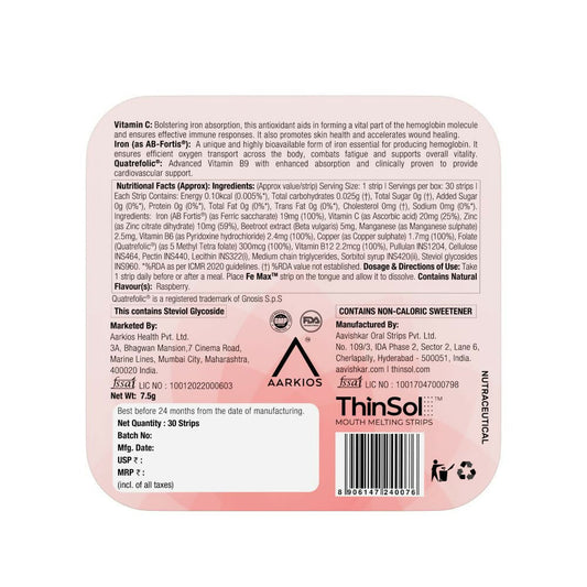 Buy HealthAid Fe Max ThiSolves Oral Strips from DrMediCart, Ship from India to USA
